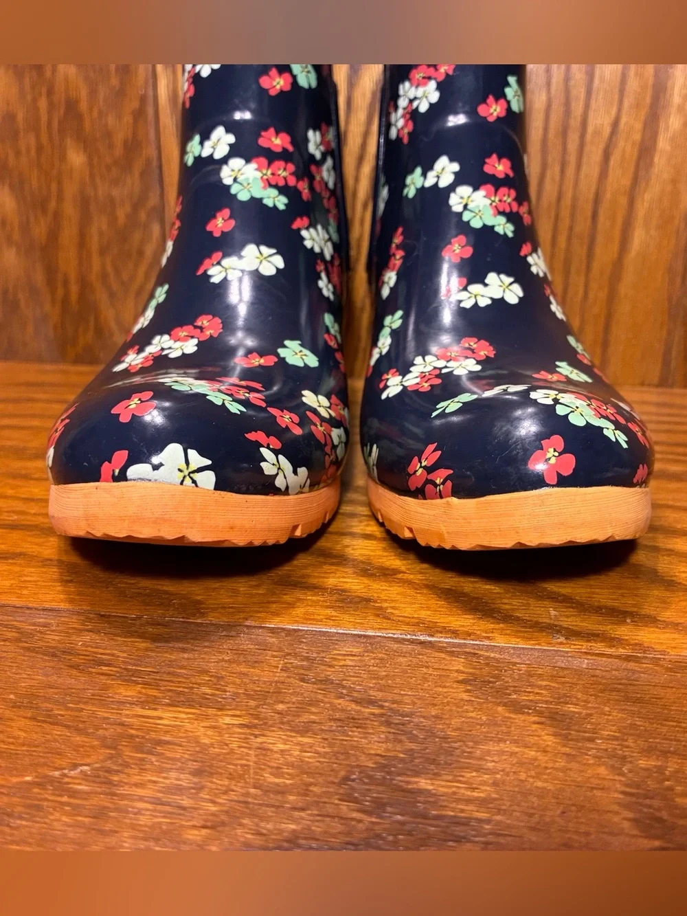 Cougar Terri Waterproof Floral Chelsea Rain Boots Navy Rubber Size 8